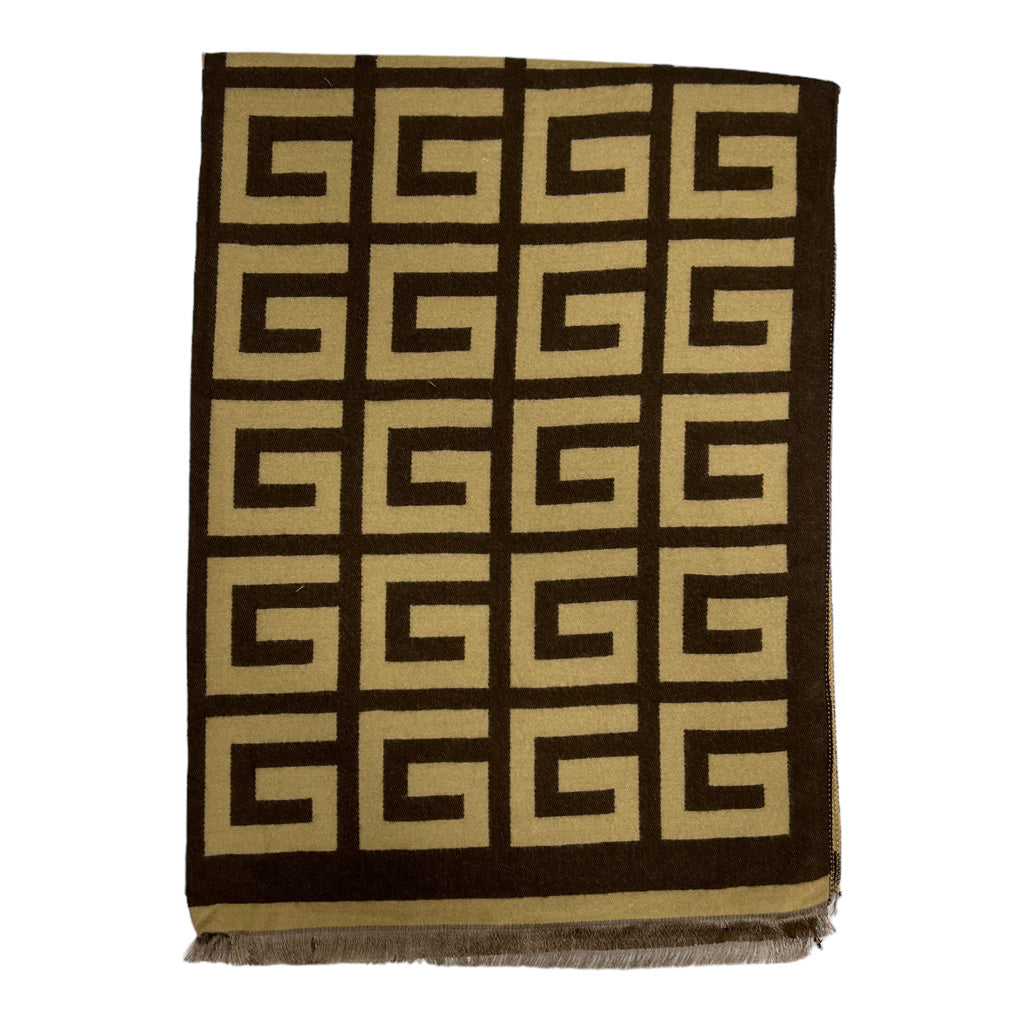 Coffee Maze Scarf | 20% Cashmere Blend Luxury