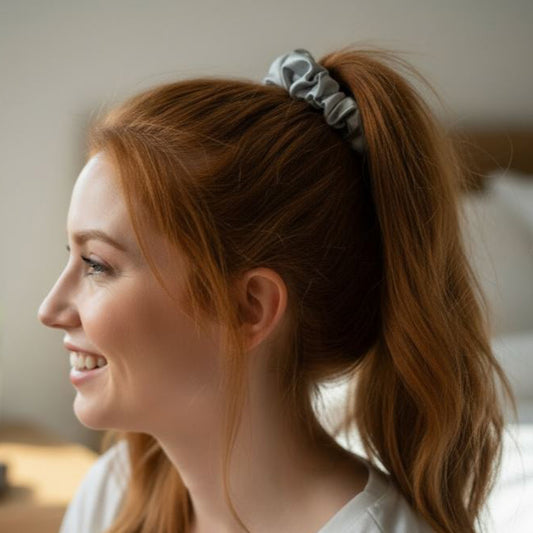 Mulberry Silk Medium Scrunchie Silver