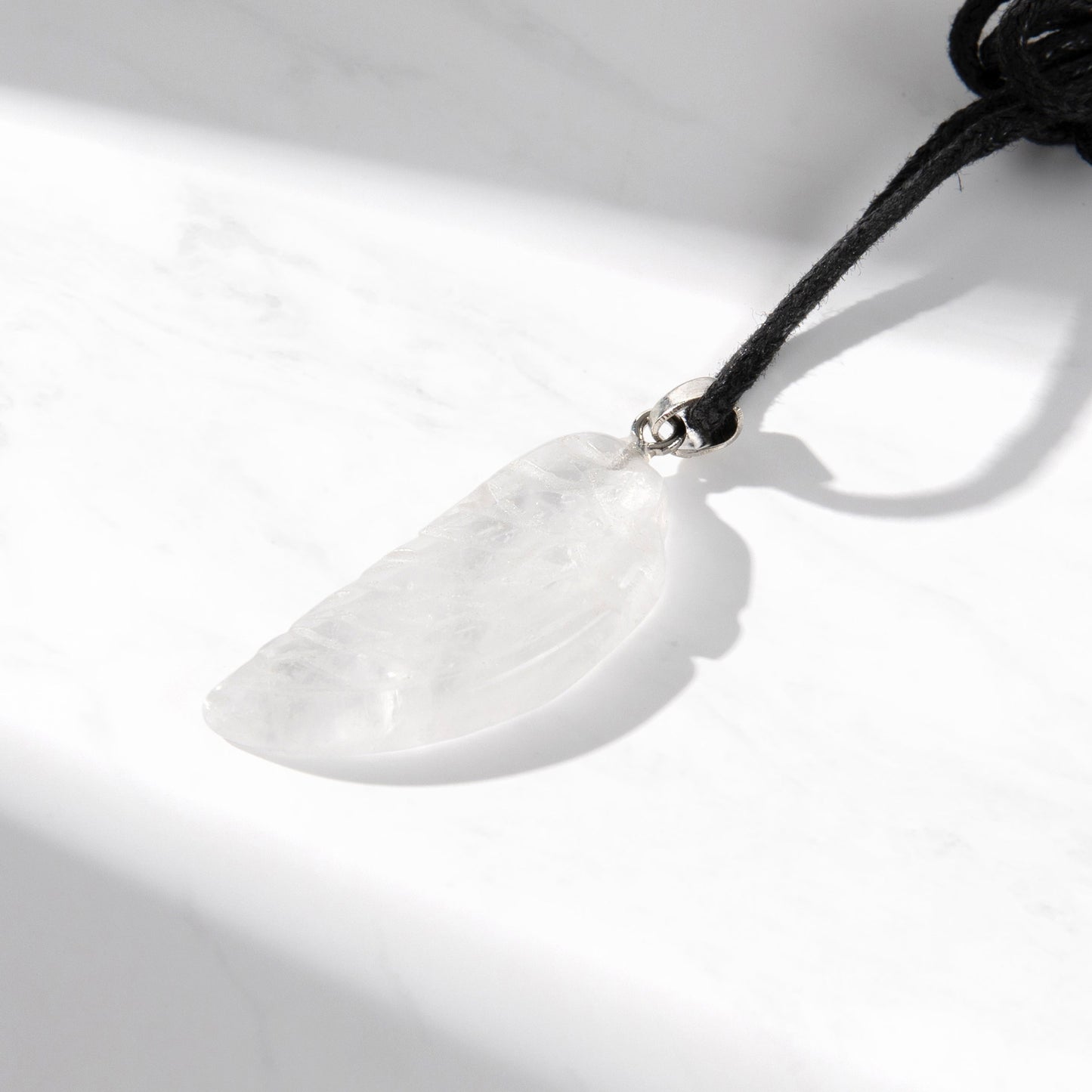 Natural Healing Crystal Angel Wing Necklace | Rock Quartz