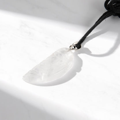 Natural Healing Crystal Angel Wing Necklace | Rock Quartz