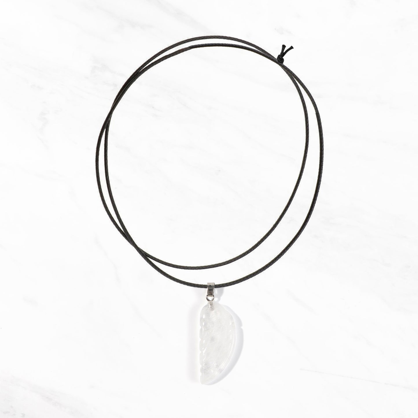 Natural Healing Crystal Angel Wing Necklace | Rock Quartz