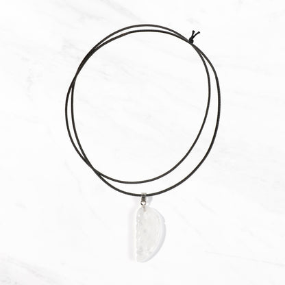 Natural Healing Crystal Angel Wing Necklace | Rock Quartz