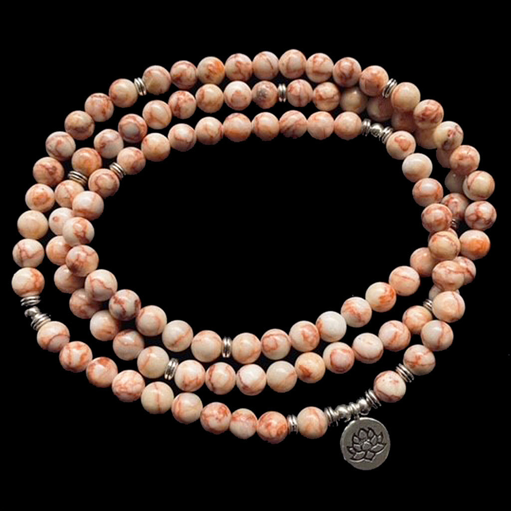 MALA 108 BEAD NECKLACE RED AGATE