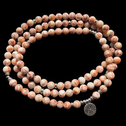 MALA 108 BEAD NECKLACE RED AGATE