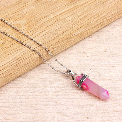 SILVER PLATED PENDANT NECKLACE PINK AGATE