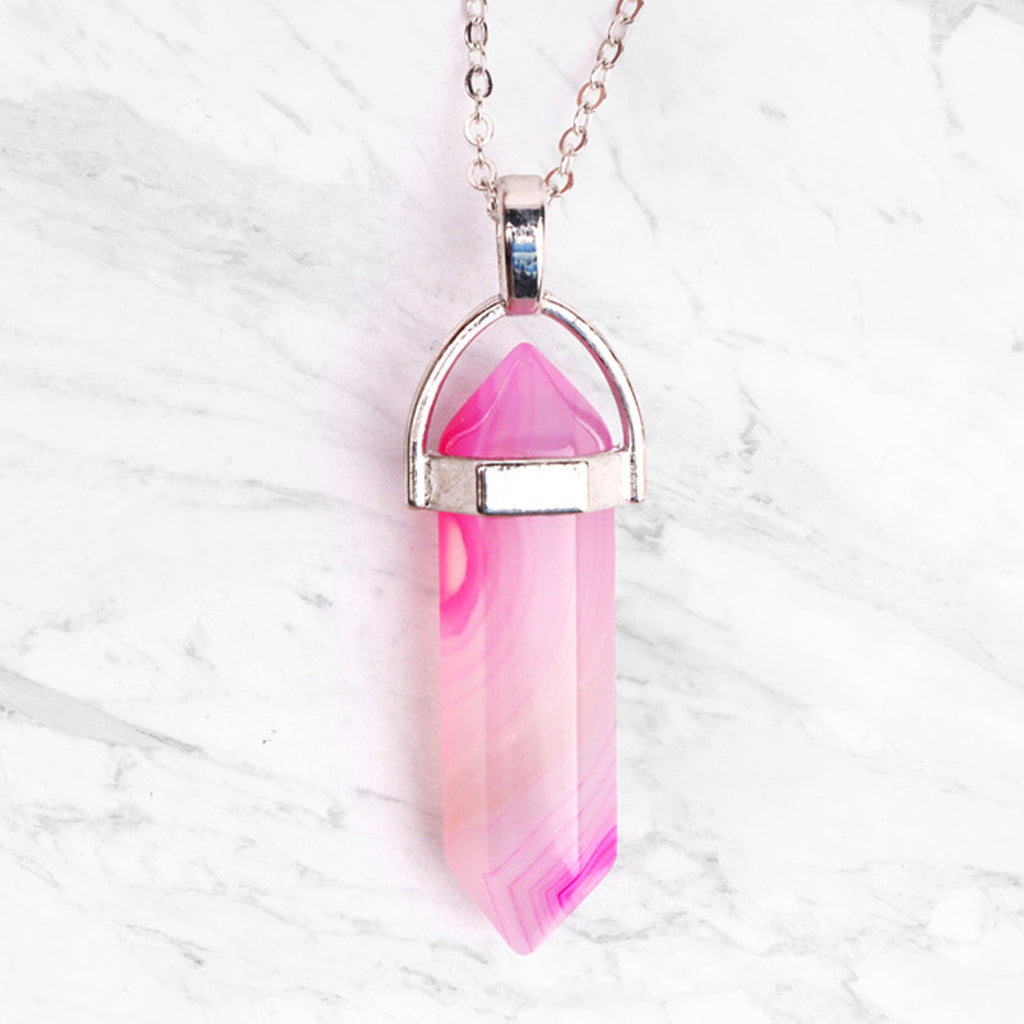 Crystal Pendant Necklace | 5 Gemstone Varieties | Silver Plated