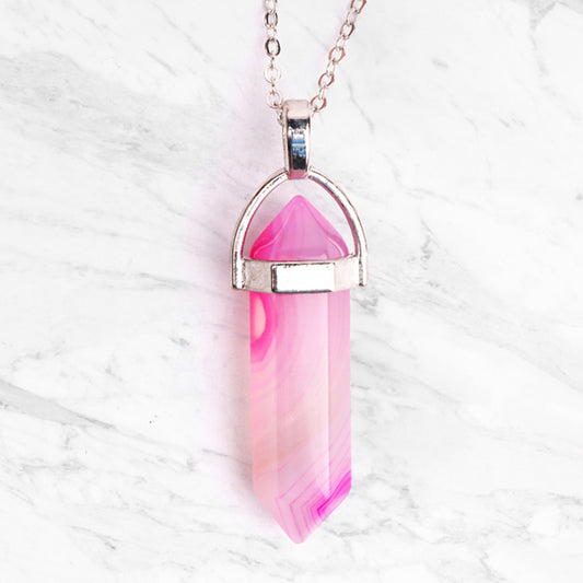 Crystal Pendant Necklace | 5 Gemstone Varieties | Silver Plated