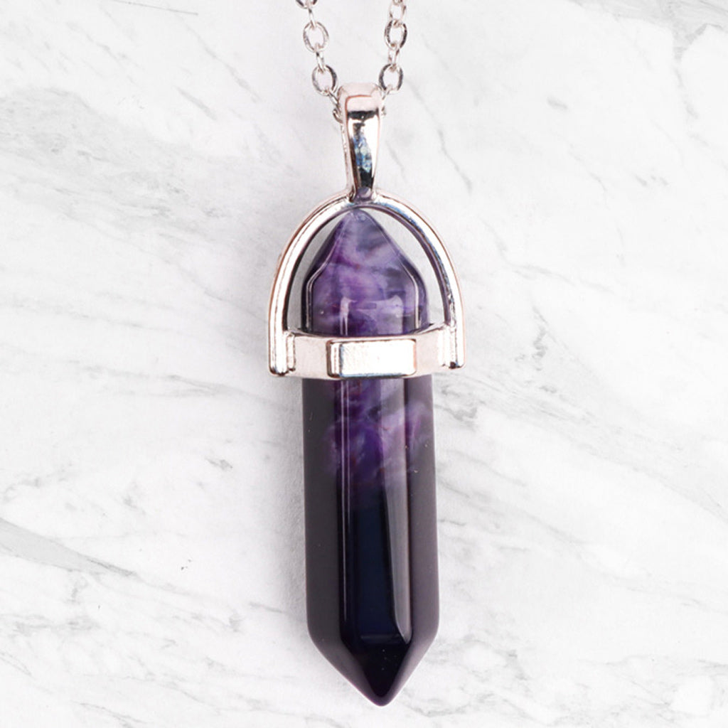 Crystal Pendant Necklace | 5 Gemstone Varieties | Silver Plated