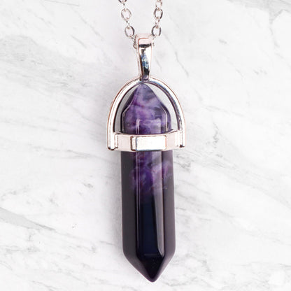 Crystal Pendant Necklace | 5 Gemstone Varieties | Silver Plated