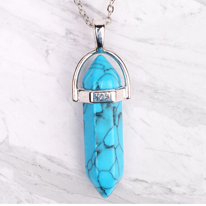 Crystal Pendant Necklace | 5 Gemstone Varieties | Silver Plated