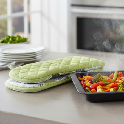 Padded Double Cotton Quilted Oven Gloves | Sage Leaf
