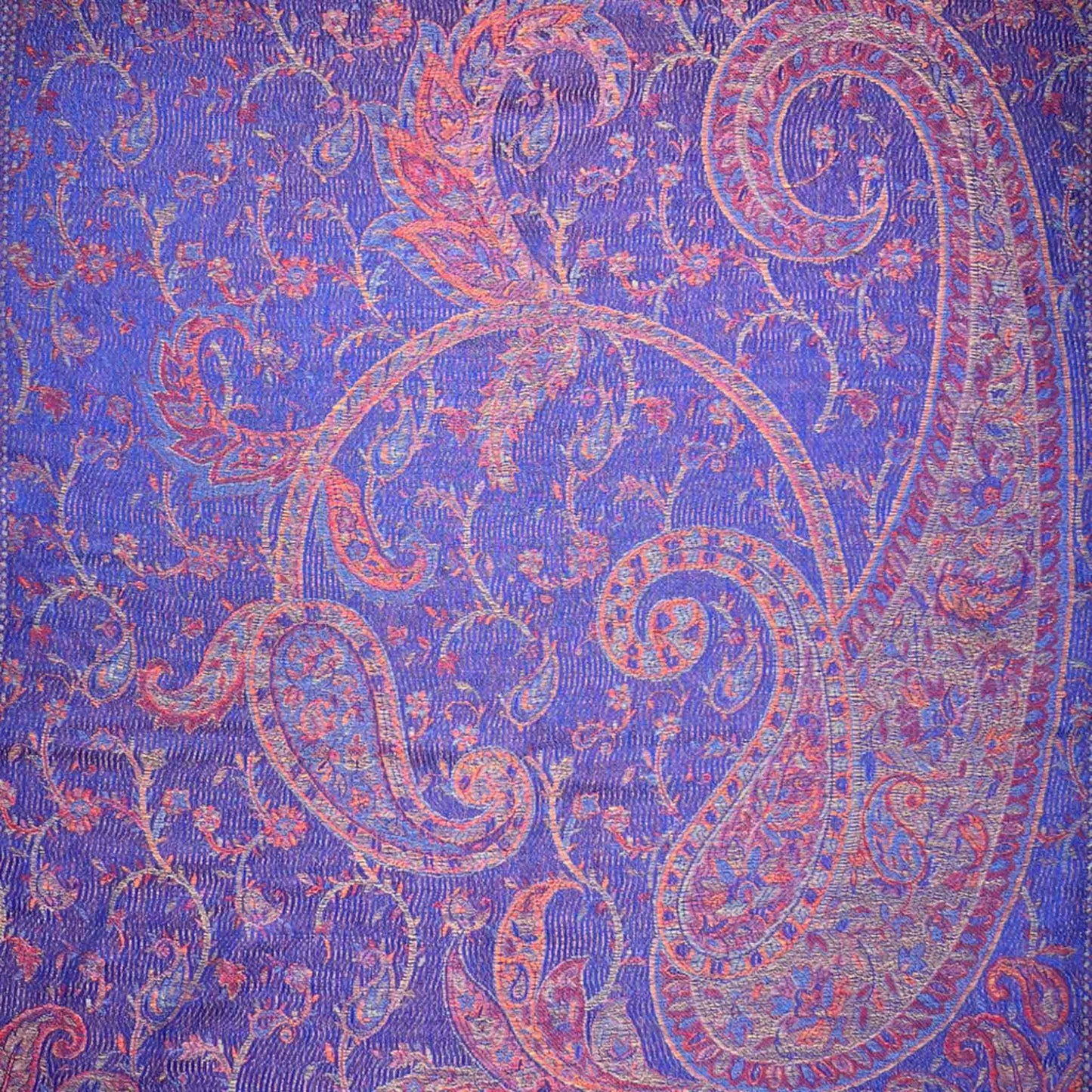Cotton Blend Pashmina Scarf | Royal Blue Paisley