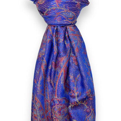 SCARF - PASHMINA TASSLES JACQUARD PAISLEY - ROYAL BLUE