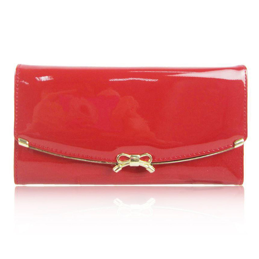 PATENT BOW RED PURSE