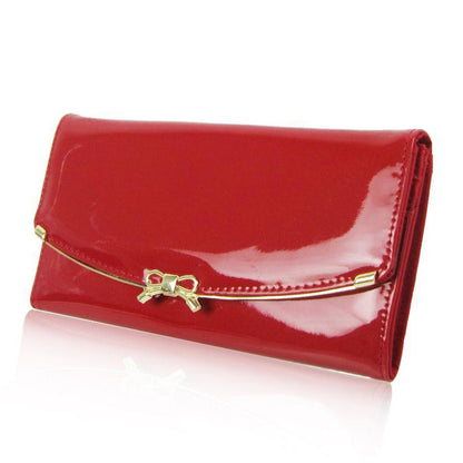 PATENT BOW RED PURSE