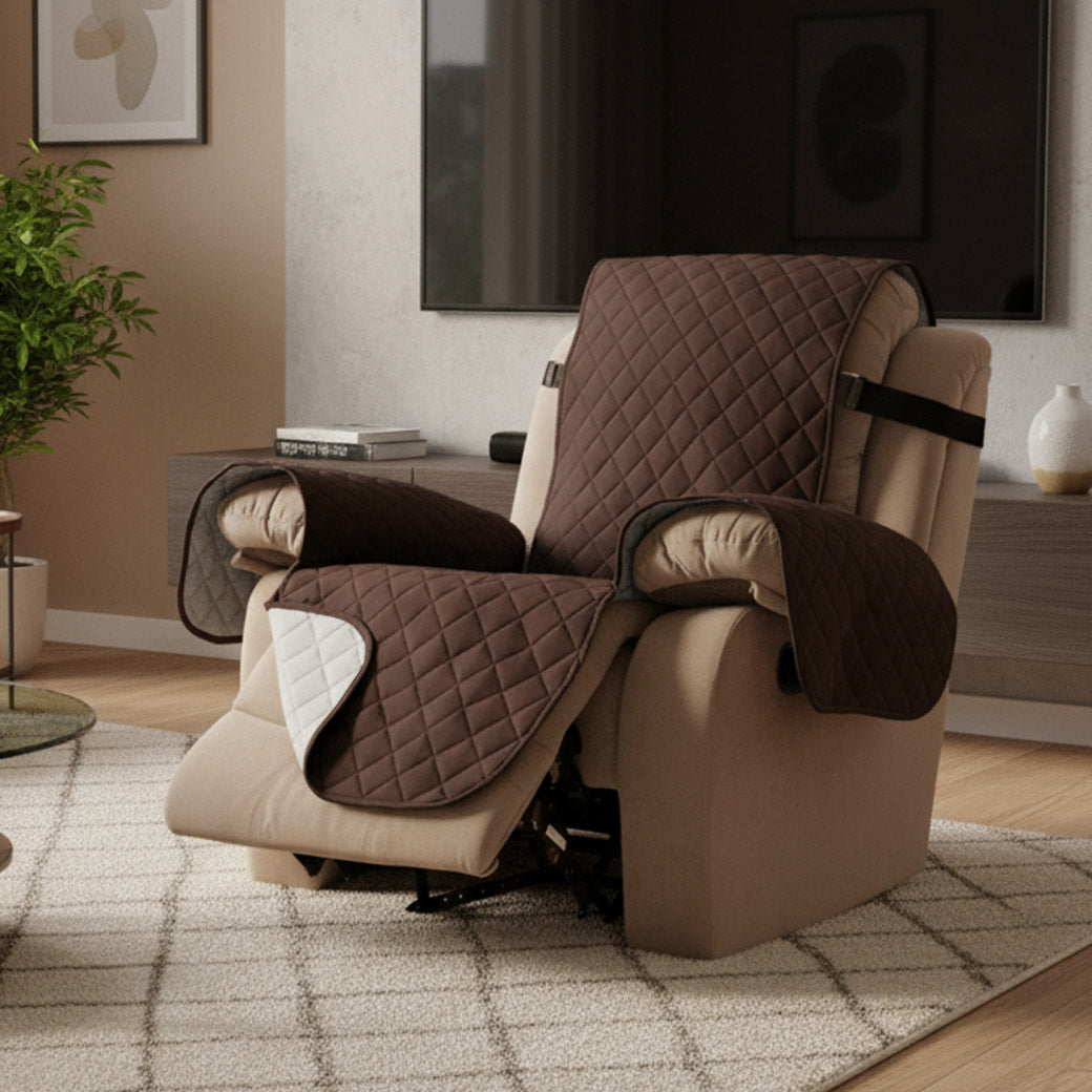 Recliner Chair Cover Quilted Water-Resistant | Brown