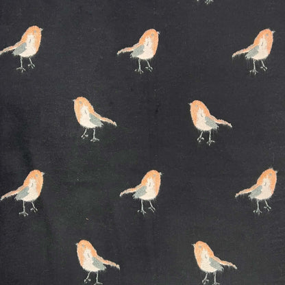 Cashmere Blend Scarf (20%) | Black Embroidered Robin