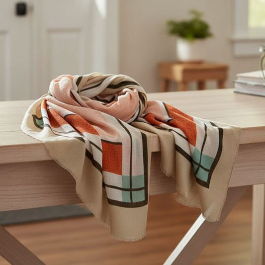 Earth Tones Rectangle Scarf | Soft Viscose in Warm Browns