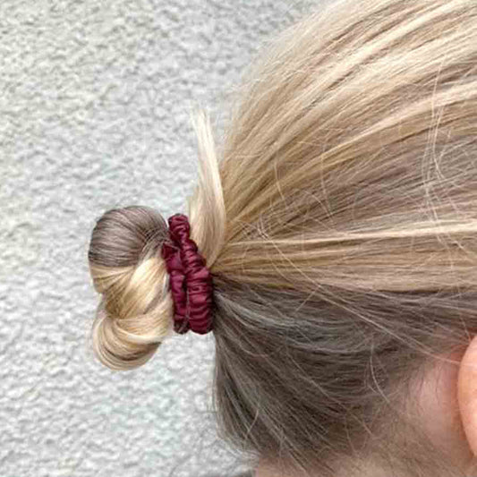 SKINNY MULBERRY SILK SCRUNCHIE PLUM WINE
