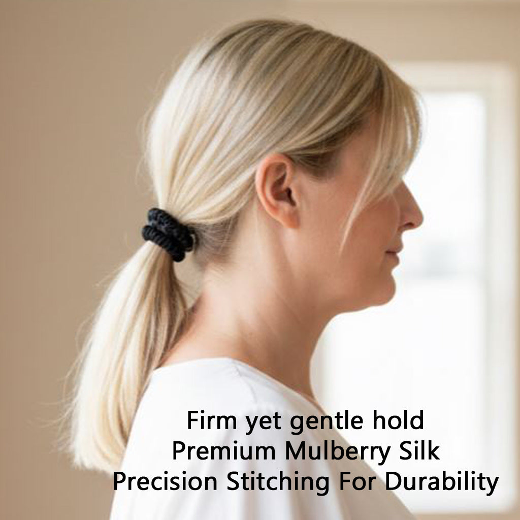 Mulberry Silk Skinny Scrunchies | 22 Momme Set of 3 | Anti-Breakage Hair Ties