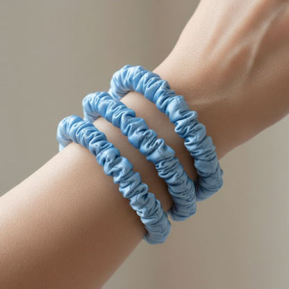 Mulberry Silk Skinny Scrunchies | 22 Momme Set of 3 | Anti-Breakage Hair Ties
