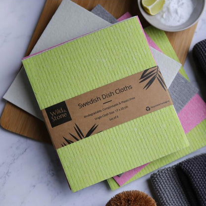 Plastic Free Organic Swedish Dishcloths Gift Set | Set of 4