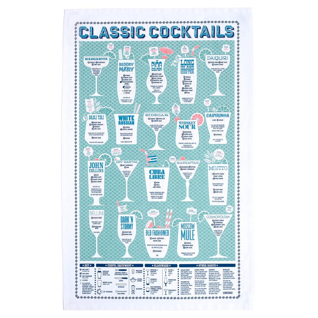 COTTON TEA TOWEL CLASSIC COCKTAILS