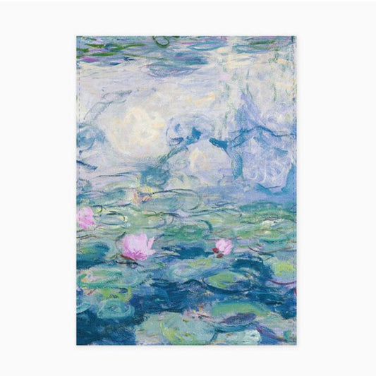 Monet Water Lilies 100% cotton tea towel featuring a vibrant Impressionist print