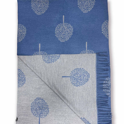 Blue Tree of Life Scarf | 20% Cashmere Blend Tassel Wrap