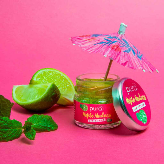 A jar of pura cosmetics mojito madness lip scrub