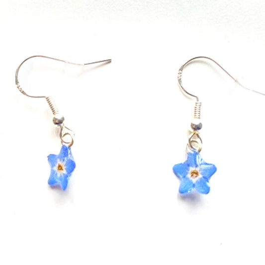 HANDMADE FLOWER EARRINGS 925 SILVER SIMPLE FORGET ME NOT