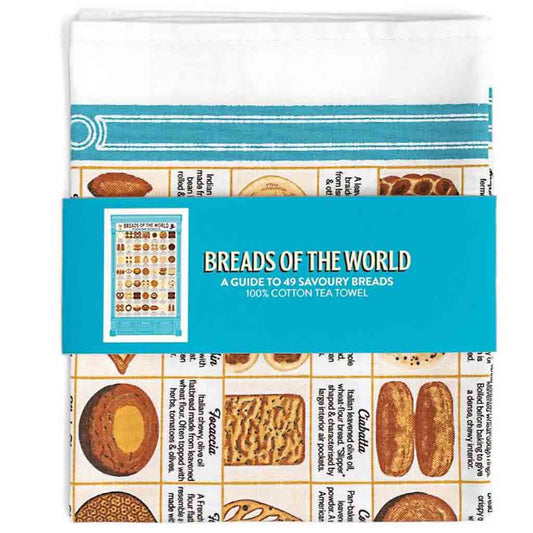 Informative tea towel about breads of the world